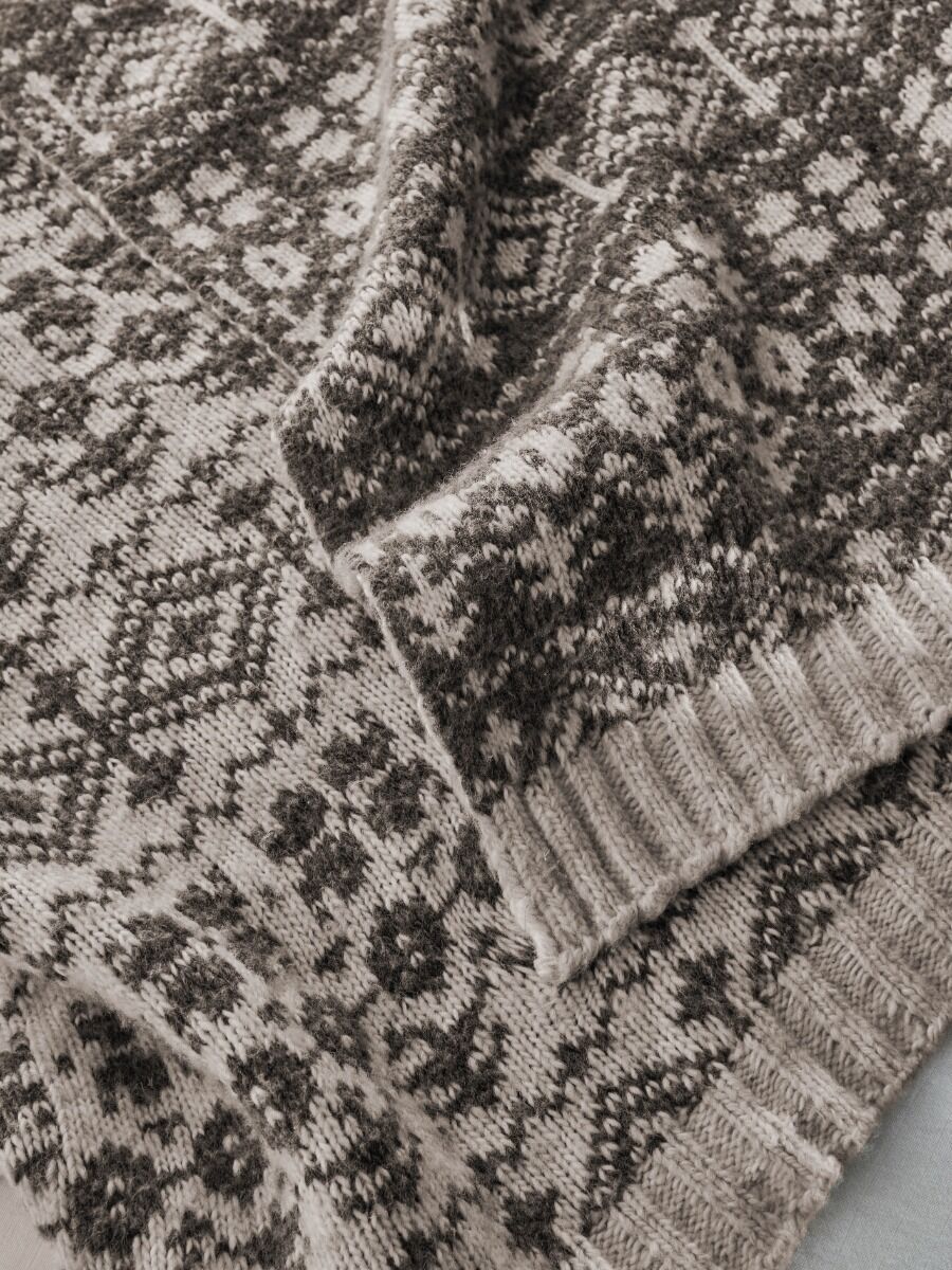 Laura Ashley Selsey Fair Isle Dark Truffle 130x170cm Throw