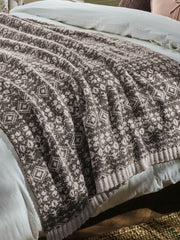 Laura Ashley Selsey Fair Isle Dark Truffle 130x170cm Throw