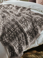 Laura Ashley Selsey Fair Isle Dark Truffle 130x170cm Throw