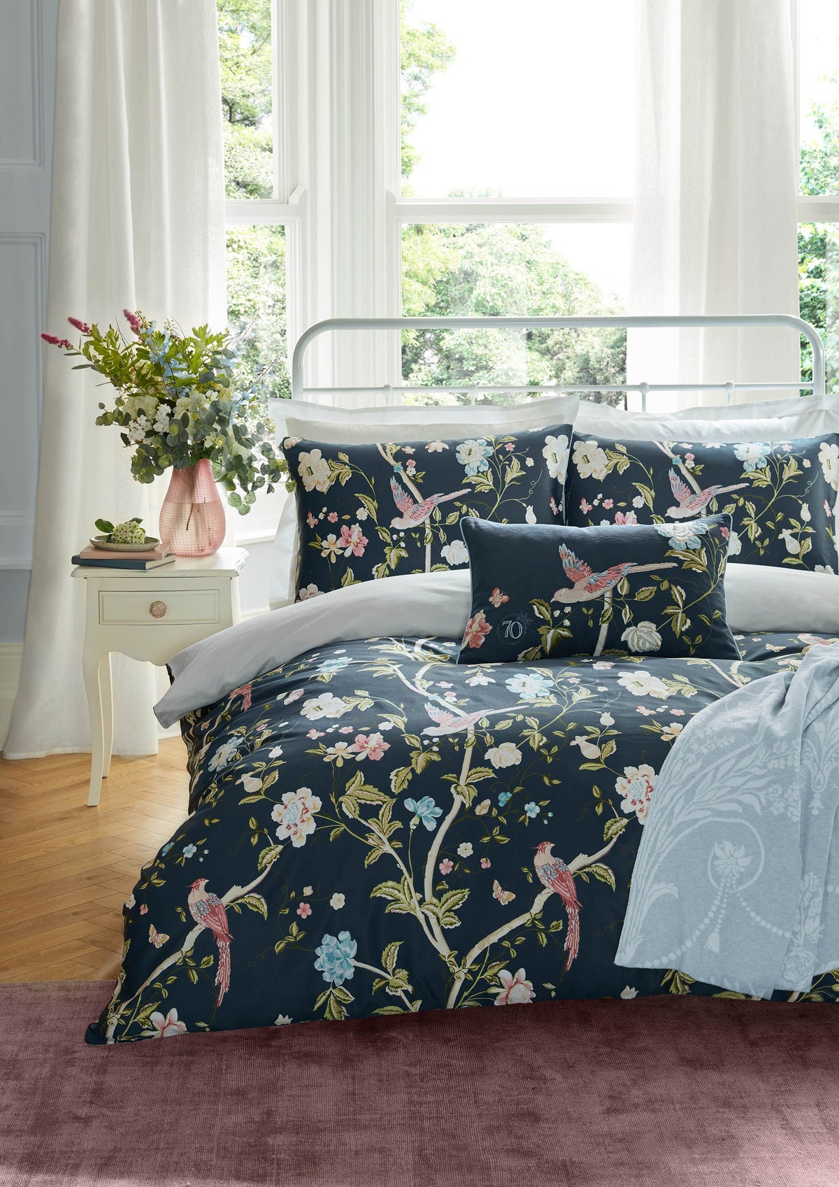 Laura Ashley Summer Palace Midnight Duvet Cover and Pillowcase Set