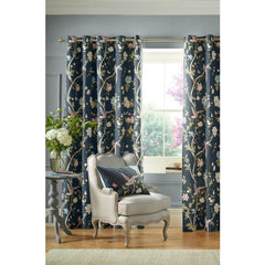 Laura Ashley Summer Palace Midnight  Ready Made Eyelet Curtains