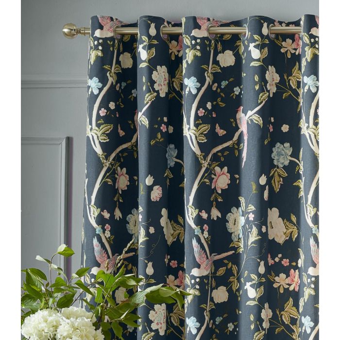 Laura Ashley Summer Palace Midnight  Ready Made Eyelet Curtains