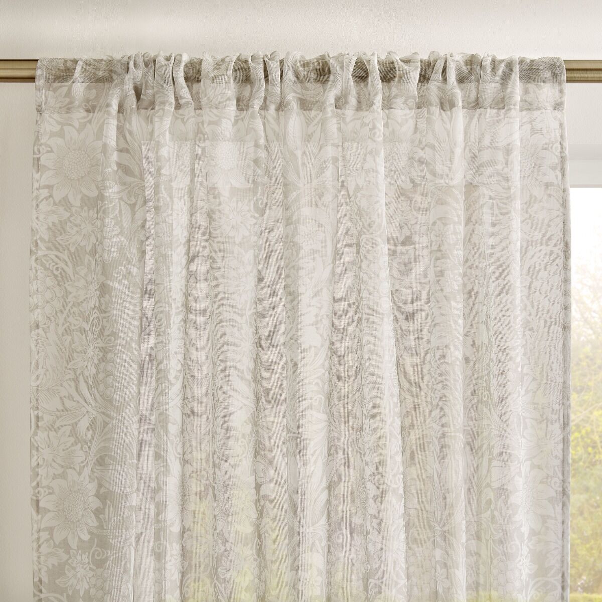 William Morris At Home Sunflower Natural Voile Slot Top Sheer Panel Curtains