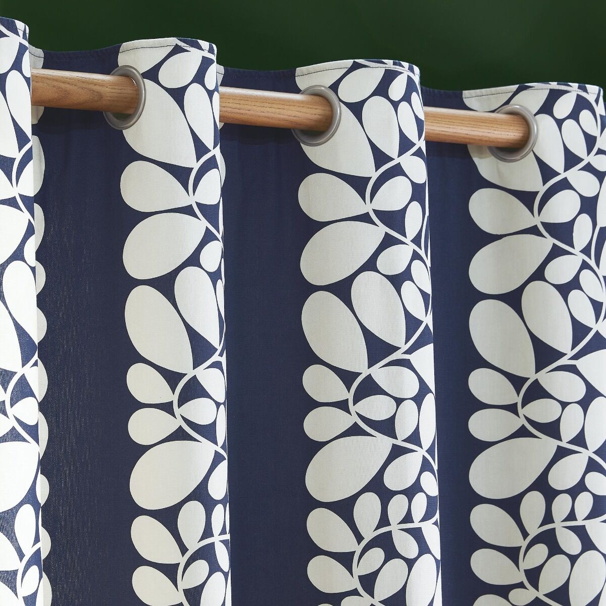 Orla Kiely Sycamore Stripe Space Blue Ready Made Eyelet Curtains