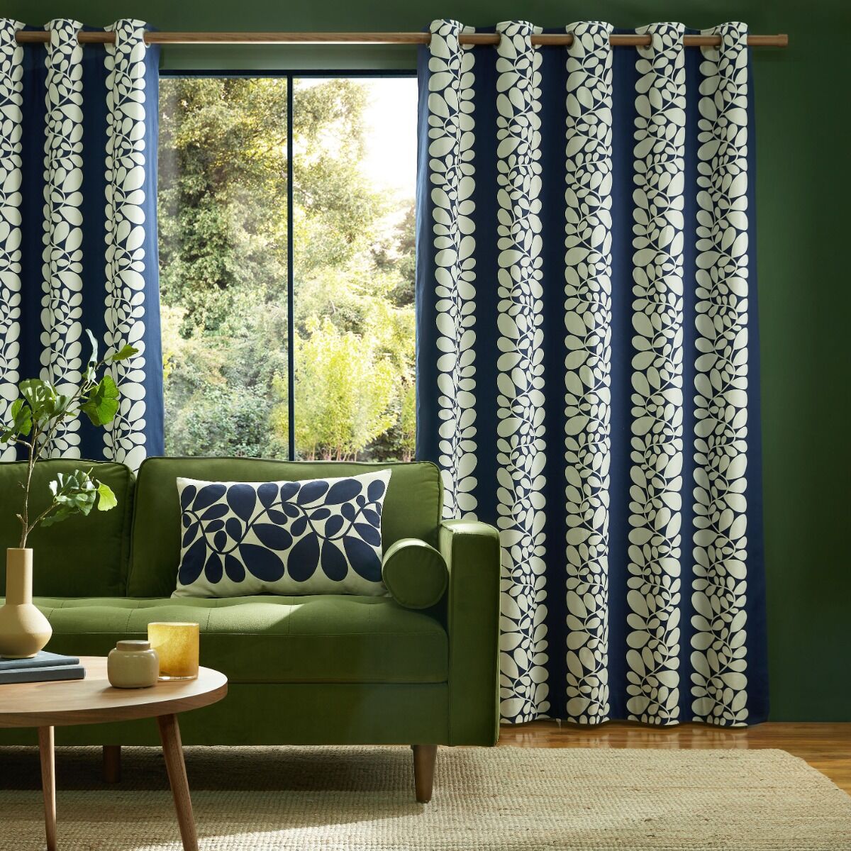 Orla Kiely Sycamore Stripe Space Blue Ready Made Eyelet Curtains