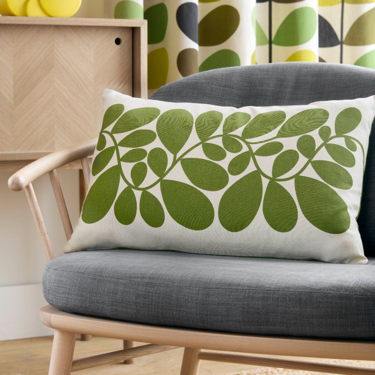 Orla Kiely Sycamore Stripe Dill Green Microfibre 40x60cm Cushion