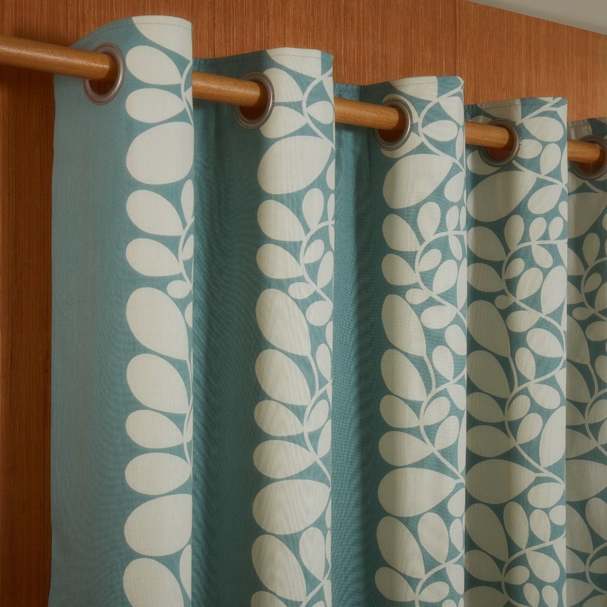 Orla Kiely Sycamore Stripe Duckegg Ready Made Eyelet Curtains