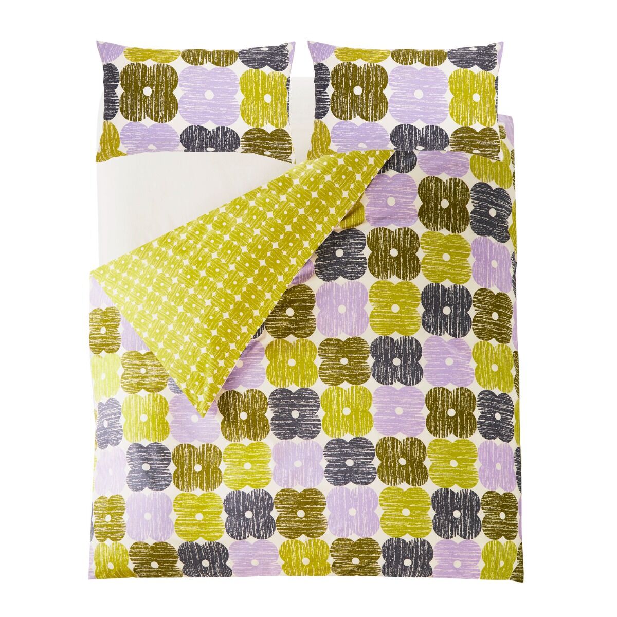 Orla Kiely Textured Flower Lilac/moss Bedding