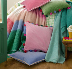 Bluebellgray Pom Pom Sweet Rose Microfibre 45x45cm Cushion