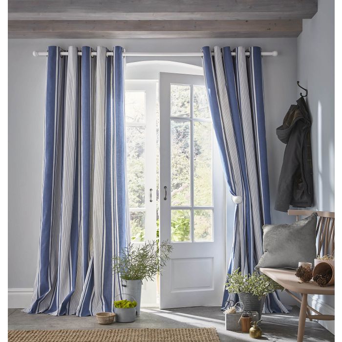 Laura Ashley Tiverton Denim Ready Made Curtains