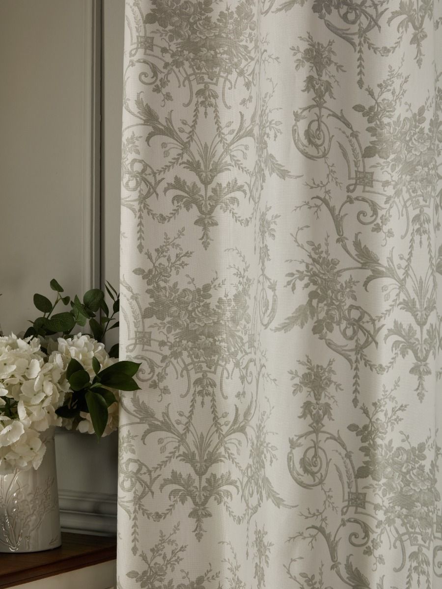 Laura Ashley Tuileries Dark Dove Grey Ready Made Eyelet Curtains