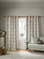 Laura Ashley Tuileries Dark Dove Grey Ready Made Eyelet Blackout Curtains