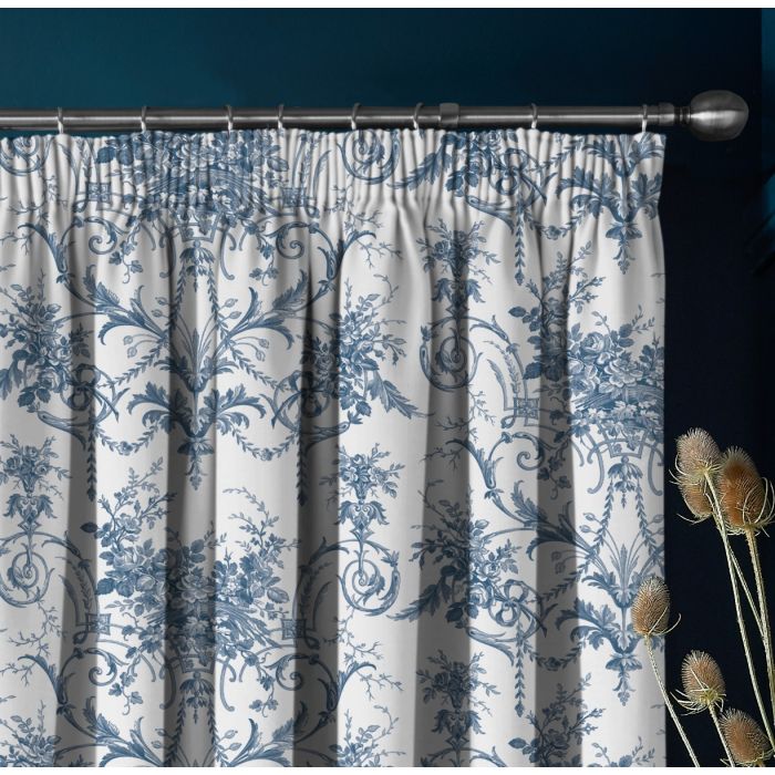 Laura Ashley Tuileries Midnight Blackout Pencil Pleat Curtains