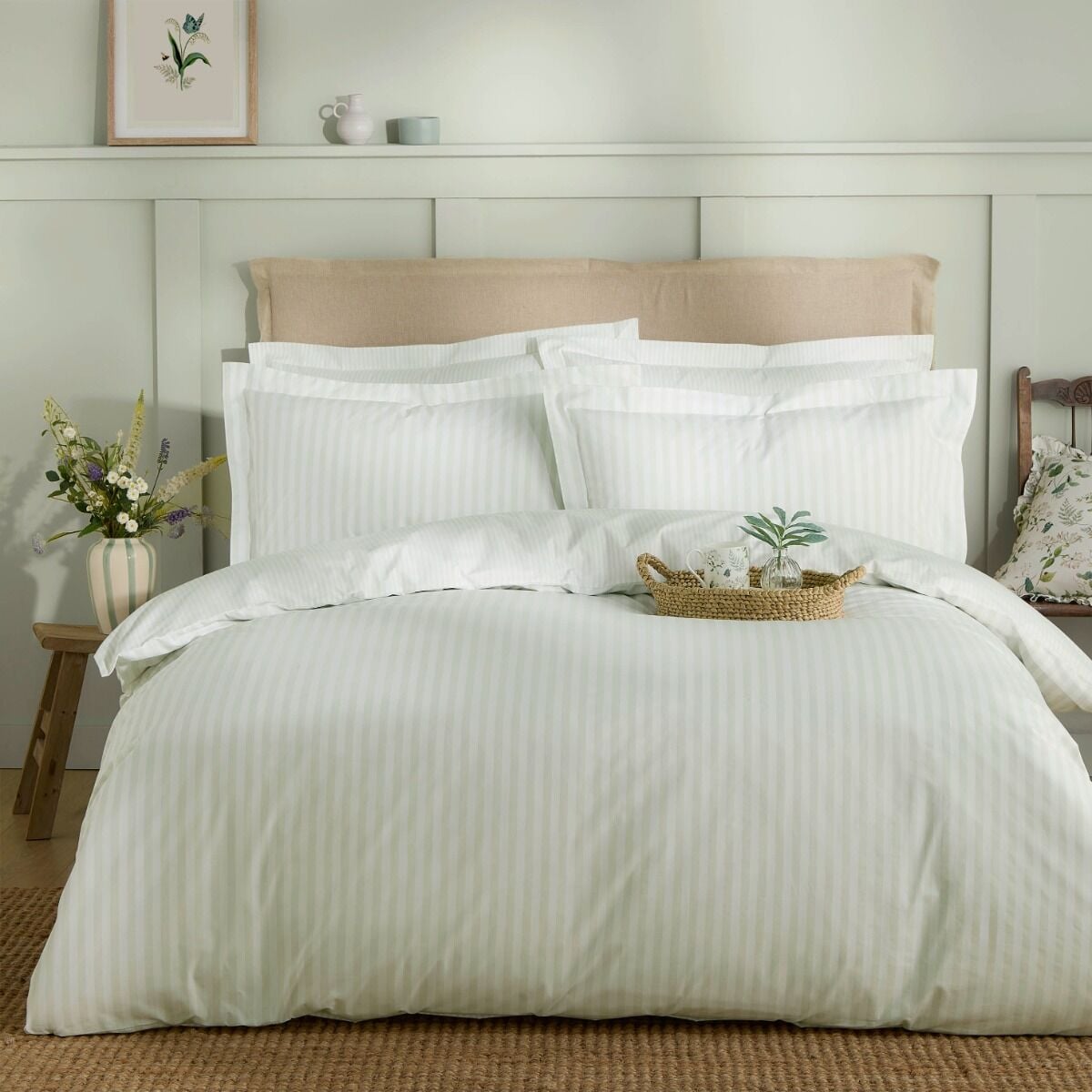 Sophie Allport Uppingham Stripe Mint Green Bedding