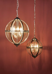 Vanessa Antique Brass and Glass 3lt Lantern Dar Lighting VAN0375