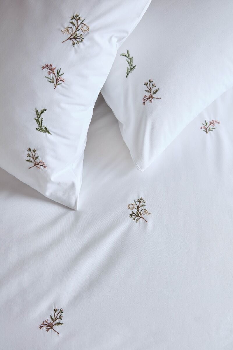 Historic Royal Palaces Victoria Sprigs Embroidery Rose Pink Sage Bedding