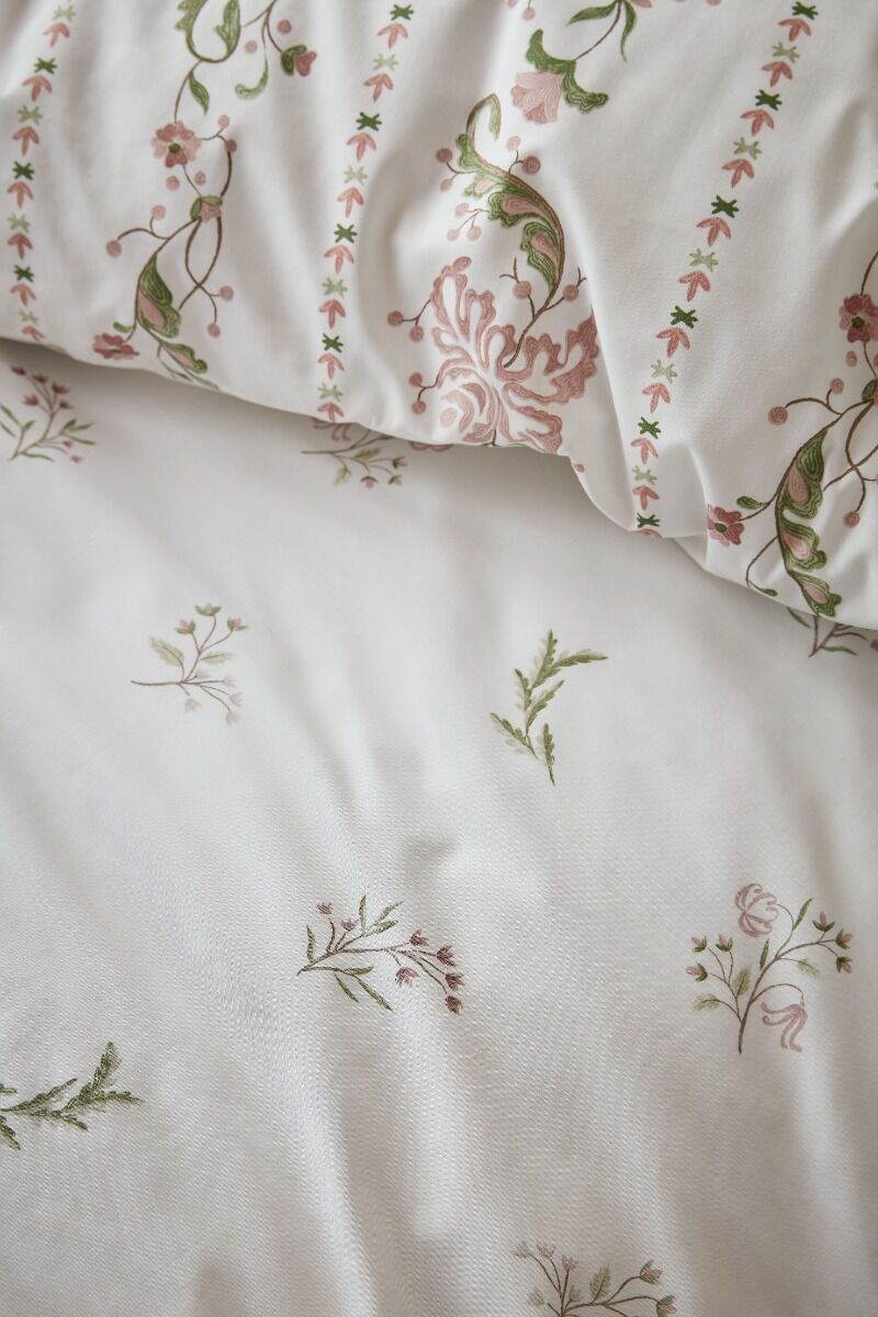 Historic Royal Palaces Waistcoat Stripe Clay Pink Sage Bedding