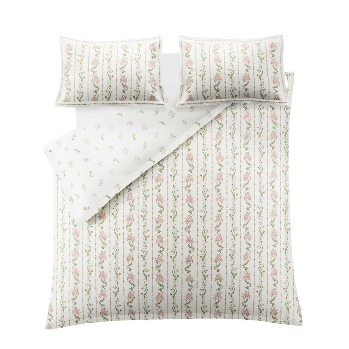 Historic Royal Palaces Waistcoat Stripe Clay Pink Sage Bedding