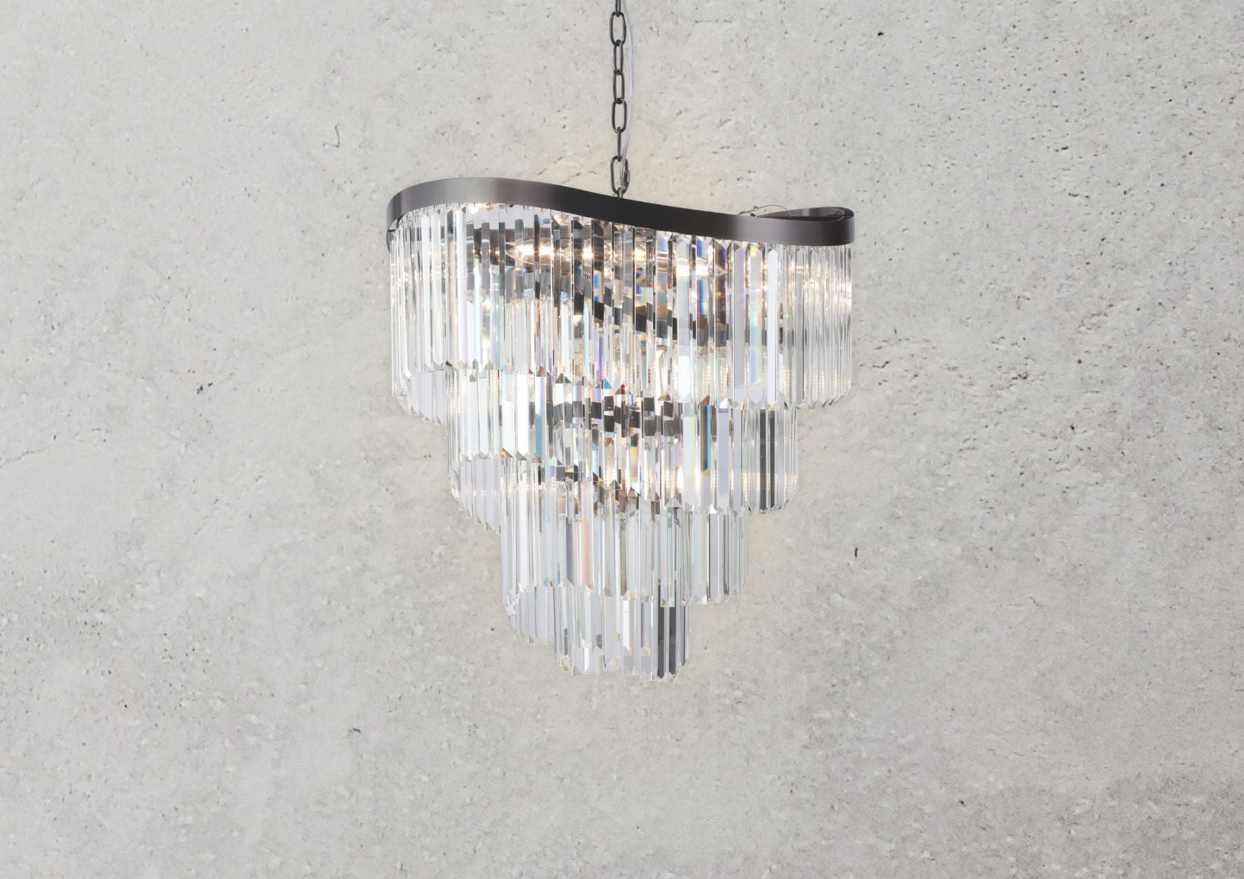 Waverly 12 Light Crystal Pendant Brushed Black Chrome