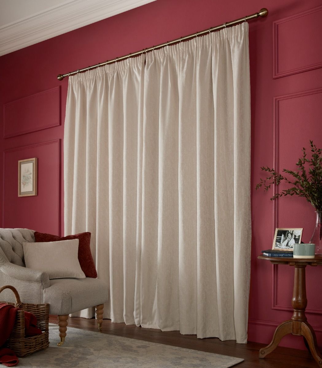 Laura Ashley Whinfell Natural Ready Made Curtains Pencil Pleat