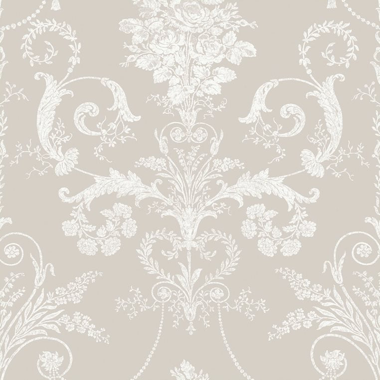 Laura Ashley Josette Wallpaper White / Dove Grey