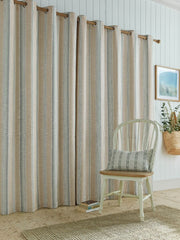 Laura Ashley Wickham Stripe Sage / Natural Ready Made Eyelet Curtains