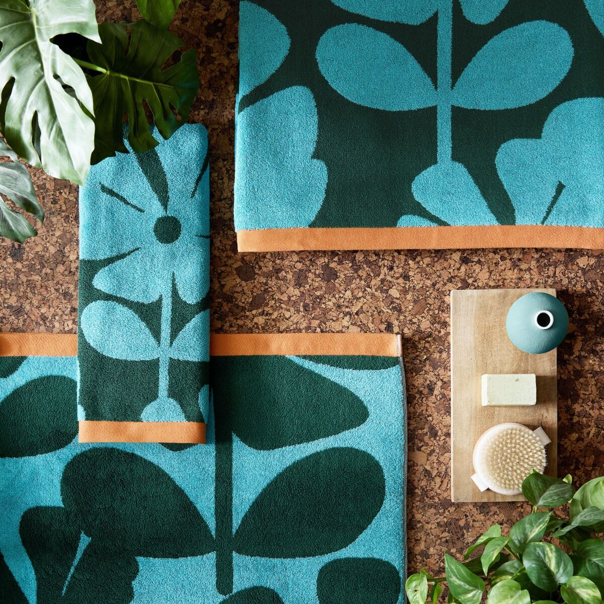 Orla Kiely Wildflower Blue Lagoon Towels