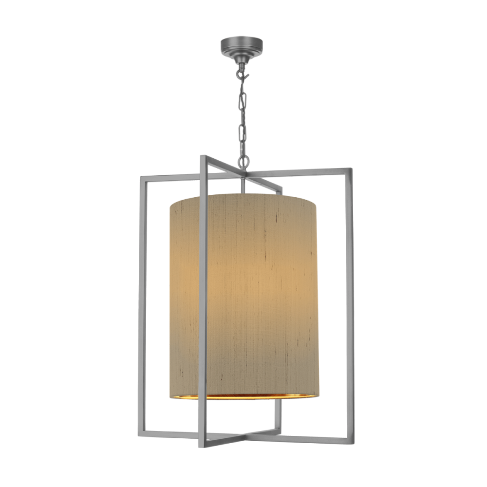 Windsor 4 light Pendant in Antique Silver with Bespoke Shade