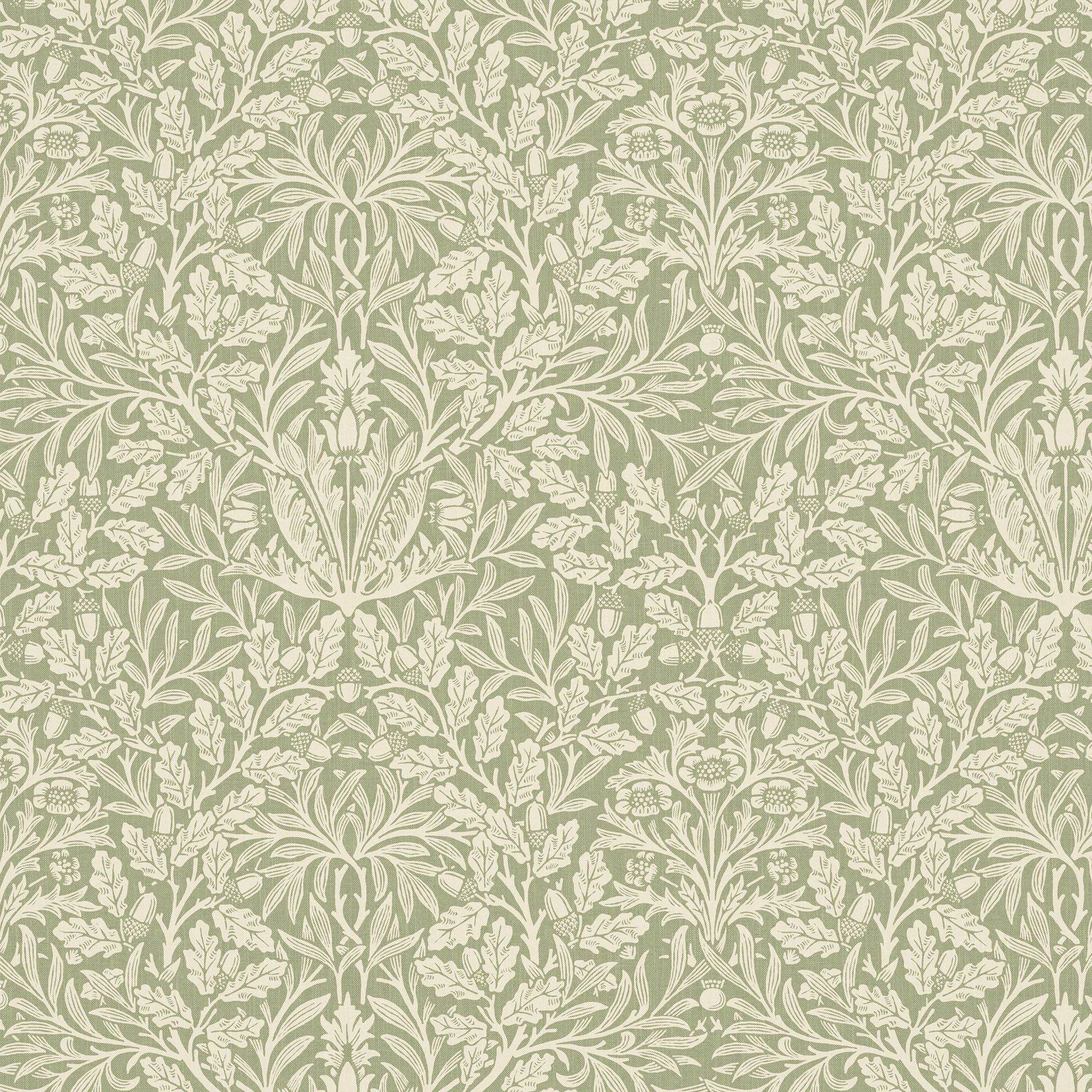 William Morris At Home Fabric The Forager Acorn, Lichen