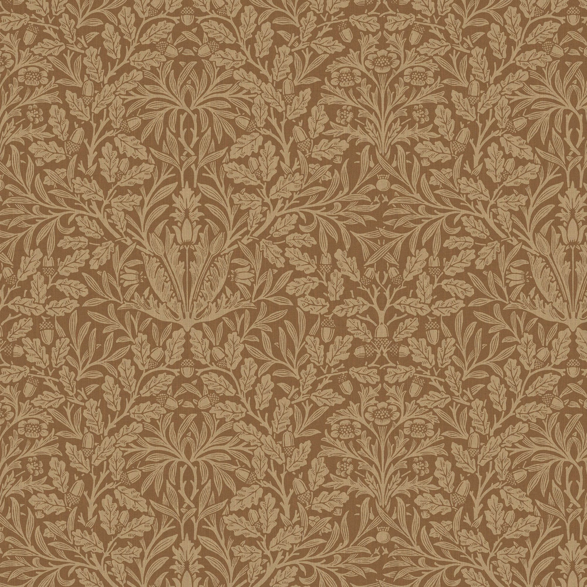 William Morris At Home Fabric The Forager Acorn, Russet
