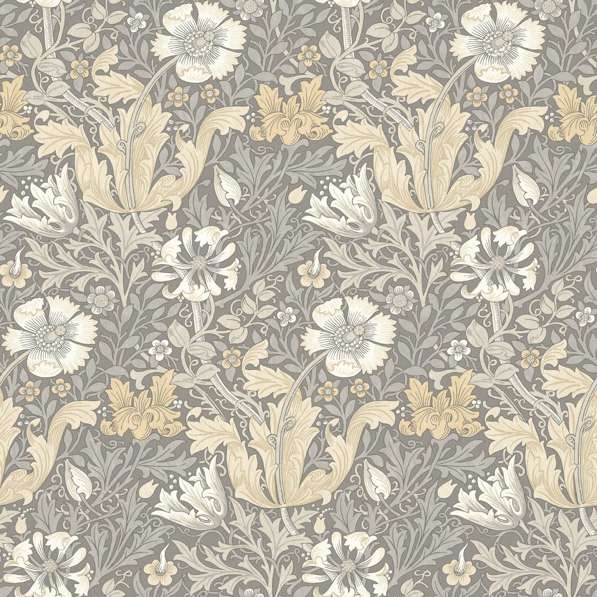 William Morris At Home Fabric, Flora And Foliage Compton Velvet, Cobble
