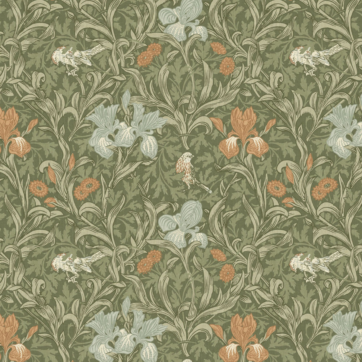 William Morris At Home Fabric,  The Forager Iris, Moss